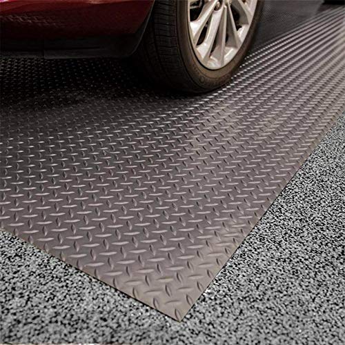 Premium American Garage Floor Mats - 7.5' x 22' Diamond Tread Slate Grey Roll Out Flooring for Workshop, Gym & Home Storage | Durable, Non-Slip Protection