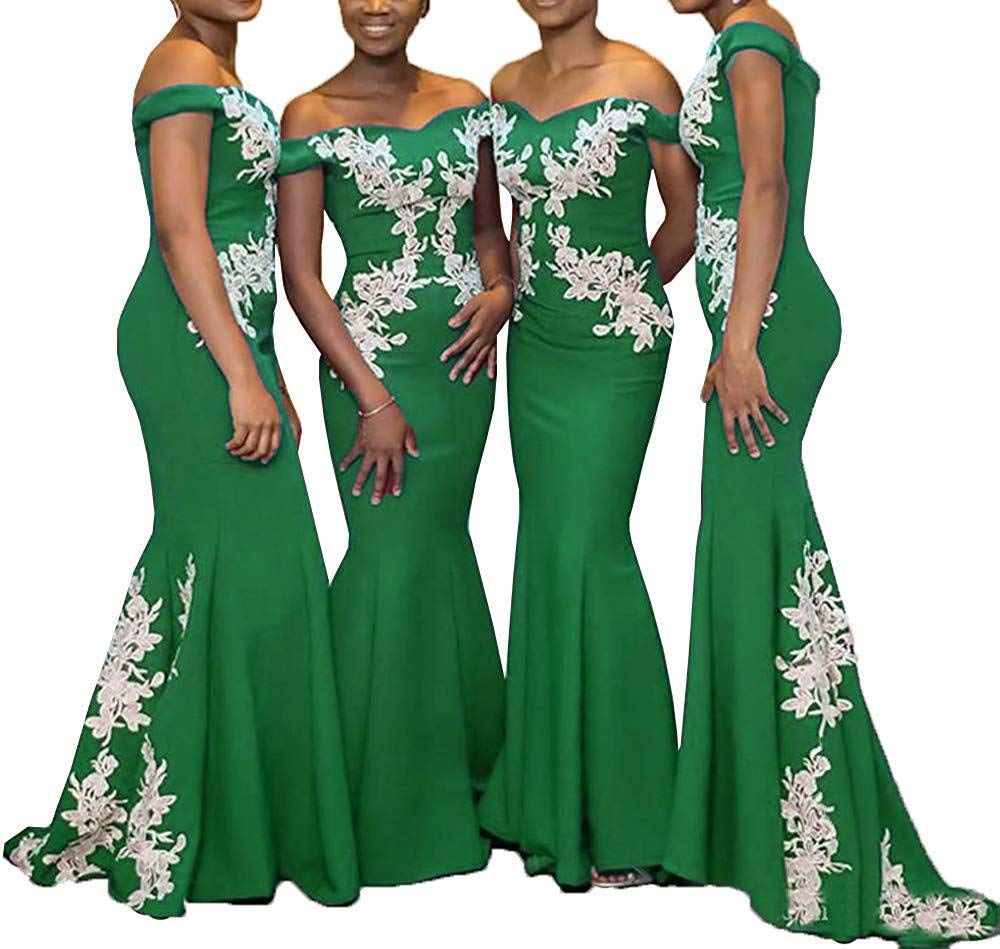 Elegant Appliqued Lace Bridesmaid Dress - Off Shoulder Mermaid Gown for Weddings, Formal Events & Special Occasions
