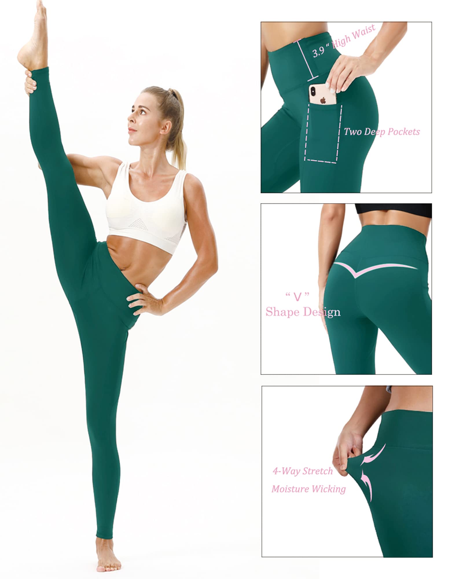 TYUIO High Waist Yoga Pants for Women - Stretchy Workout Leggings with Pockets | Running, Gym, Yoga & Lounge Wear