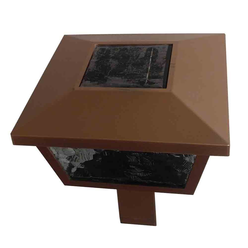 Solar Powered Post Cap Light - 2 SMD LED, Wall or Post Mount for 5x5, 4x4, 6x6 Wooden Fence Posts (Gold) - Perfect for Garden, Patio, Deck & Pathway Lighting
