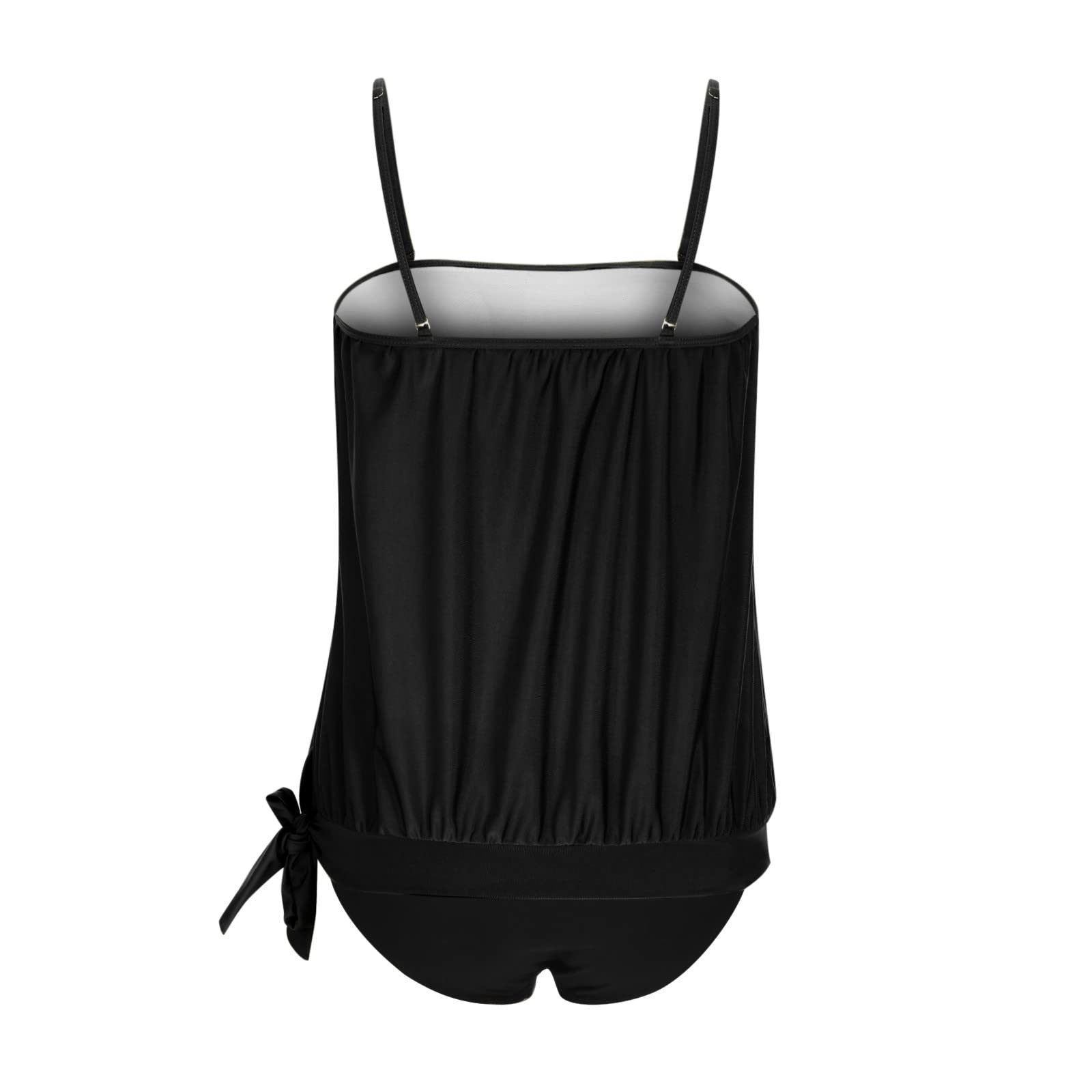 Women's Two Piece Bandeau Tankini Swimsuits - Loose Fit Blouson Tank Top with High Waisted Shorts | Comfortable Bathing Suits for Beach, Pool & Vacation