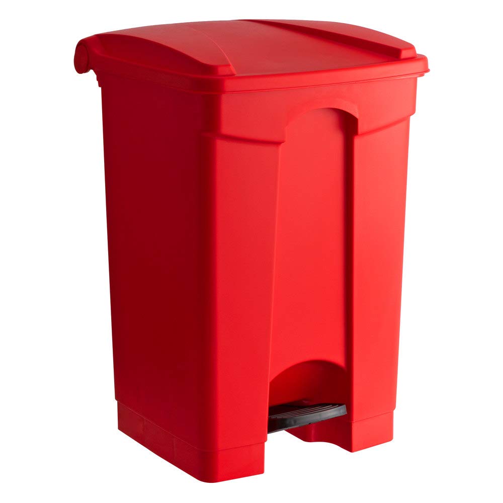 PRO&Family Set of 5 - 48 Qt (12 Gallon) Red Rectangular Step-On Trash Can for Kitchen, Office & Recycling - Touchless Waste Basket | Perfect for Home, Restaurant & Commercial Use