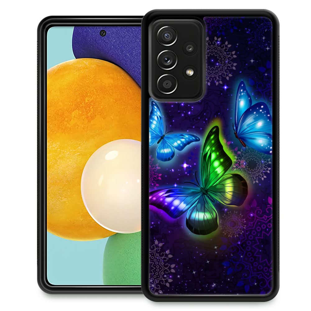 Samsung Galaxy A13 5G Case for Women - Butterfly Pattern Shockproof Anti-Scratch Tempered Glass Phone Cover - Compatible with Samsung Galaxy A13 6.5 Inch - Perfect for Daily Use, Work & Travel Protection