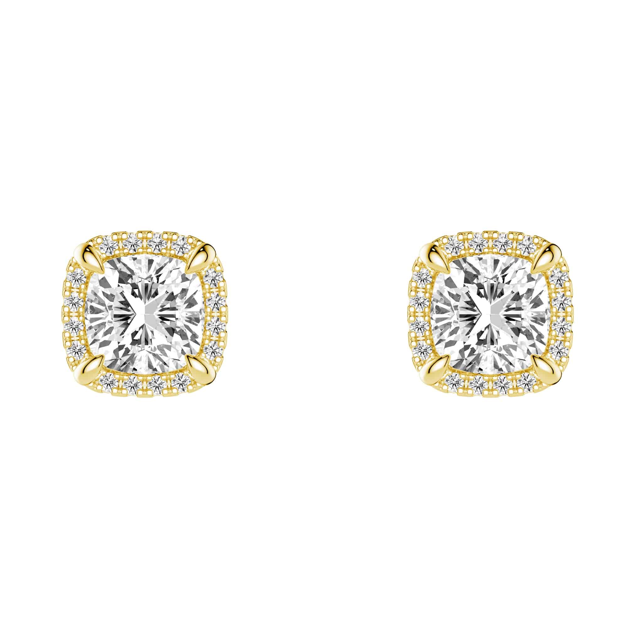 Cushion Cut Moissanite Shadow Halo Stud Earrings for Women - 14K White Gold Wedding, Anniversary & Party Jewelry Gift