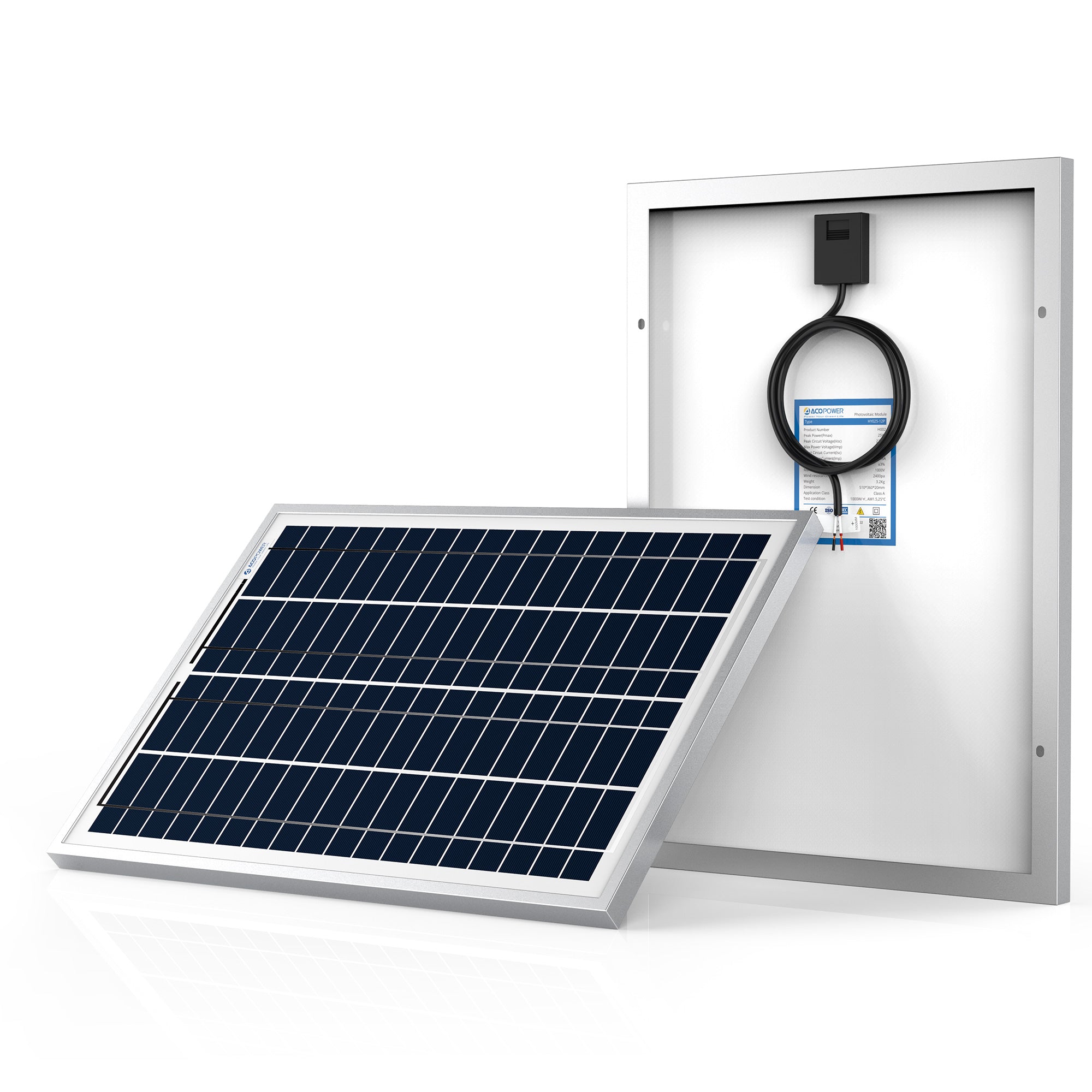 Acopower 25W Polycrystalline Solar Panel - High Efficiency Portable Solar Module for Camping, RV, and Off-Grid Power