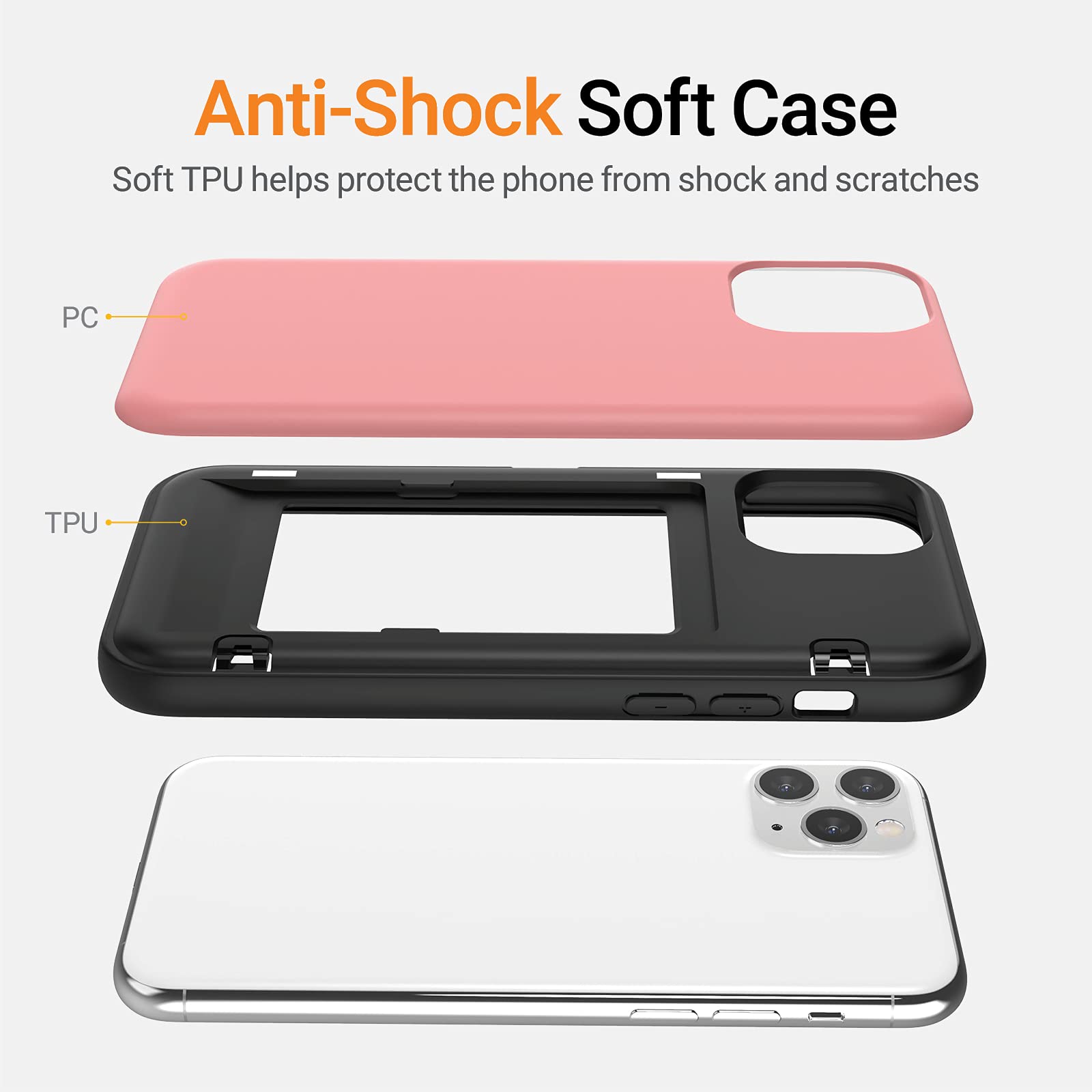 JUST4YOU Magnetic Wallet Case for iPhone 11 Pro - Slim Card Holder with Auto Closure & Hidden Mirror | Shockproof Bumper Cover (Pink) | Perfect for Work, Travel & Everyday Use
