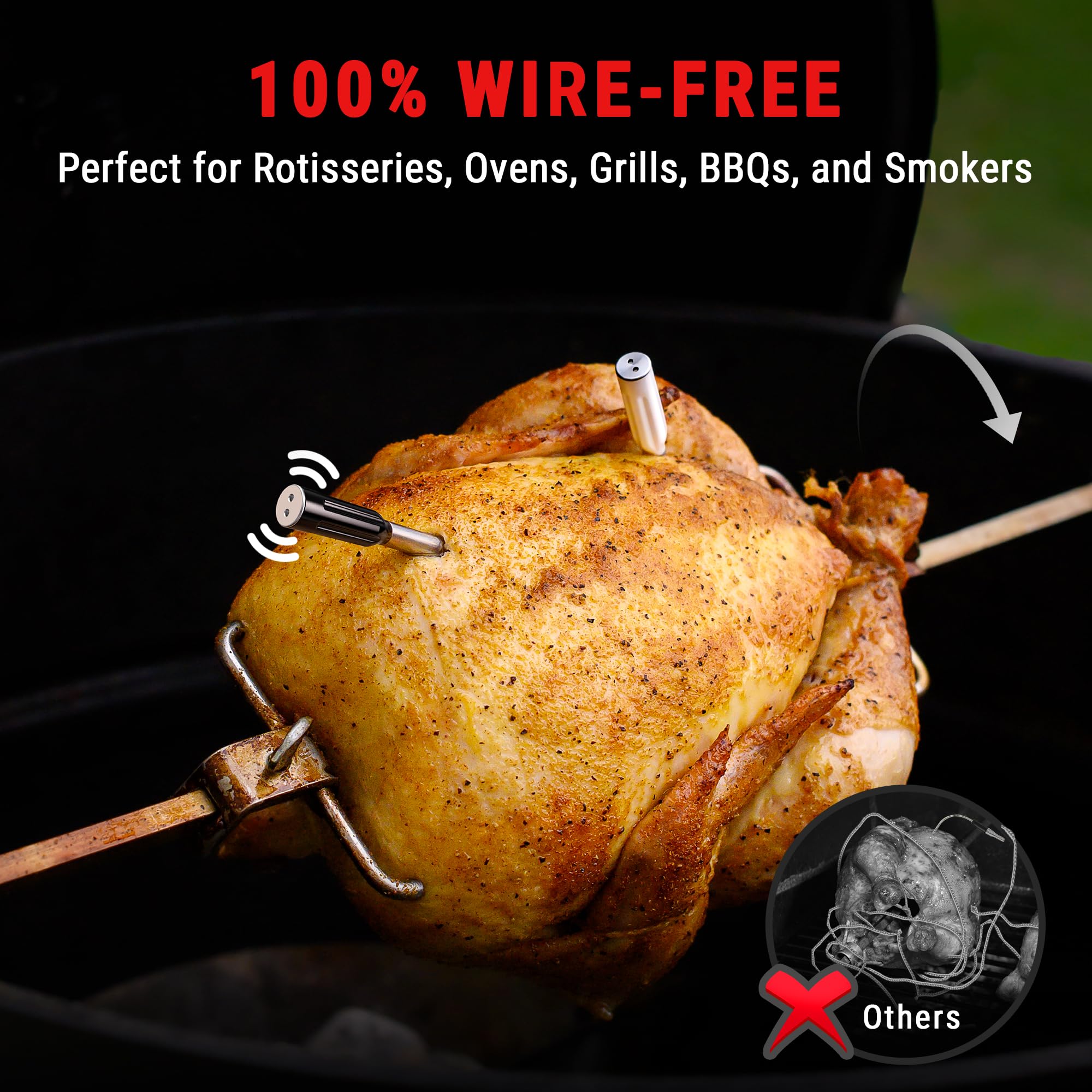ThermoPro TempSpike Wireless Meat Thermometer with 2 Probes - 500FT Bluetooth Range for Cooking Turkey, Beef, BBQ & Smoker - LCD Enhanced Booster | Perfect for Grilling, Roasting, Smoking & Oven Cooking