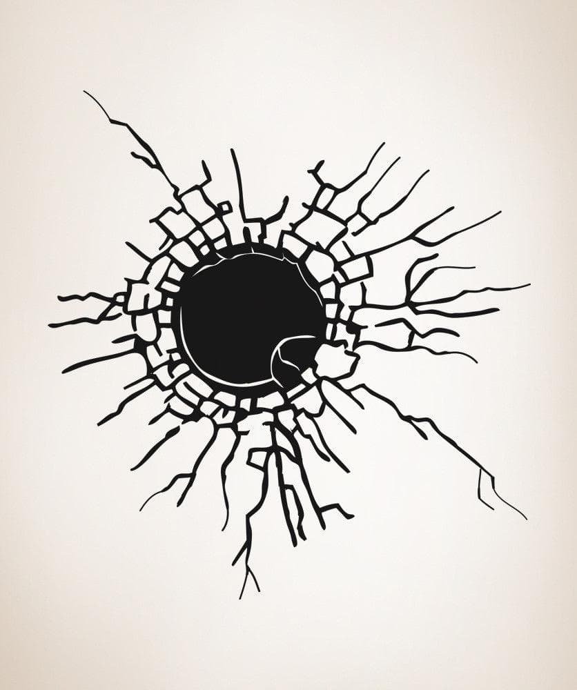 Vinyl Wall Decal Sticker - Glass Hole in the Wall Art Design #OS_AA387 - Perfect for Home Decor, Bedroom, Living Room & Office Spaces
