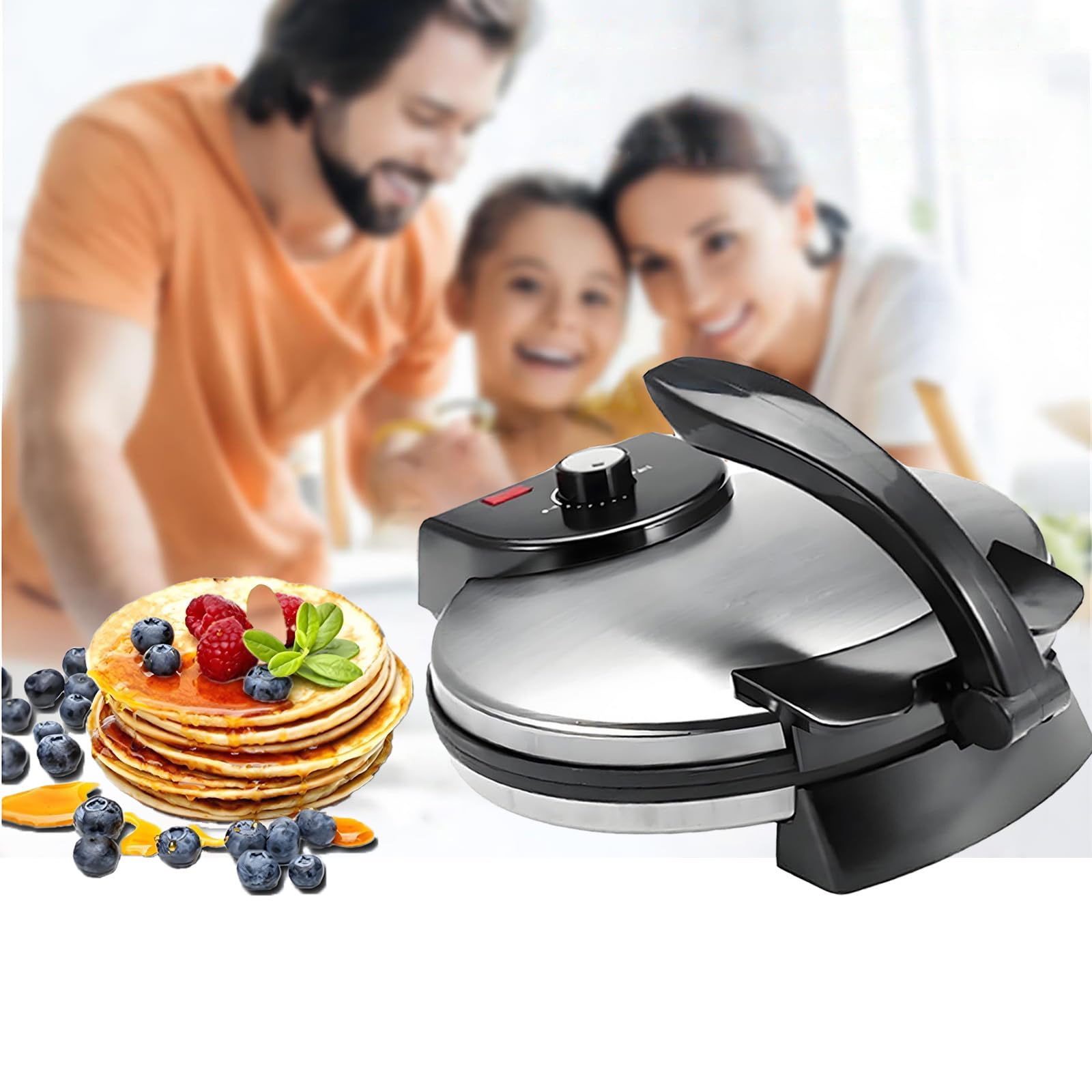 Electric Roti Maker - 10 Inch Non-Stick Automatic Chapati & Tortilla Press with Removable Handle - Perfect for Indian Roti, Mexican Tortillas & Flatbreads at Home