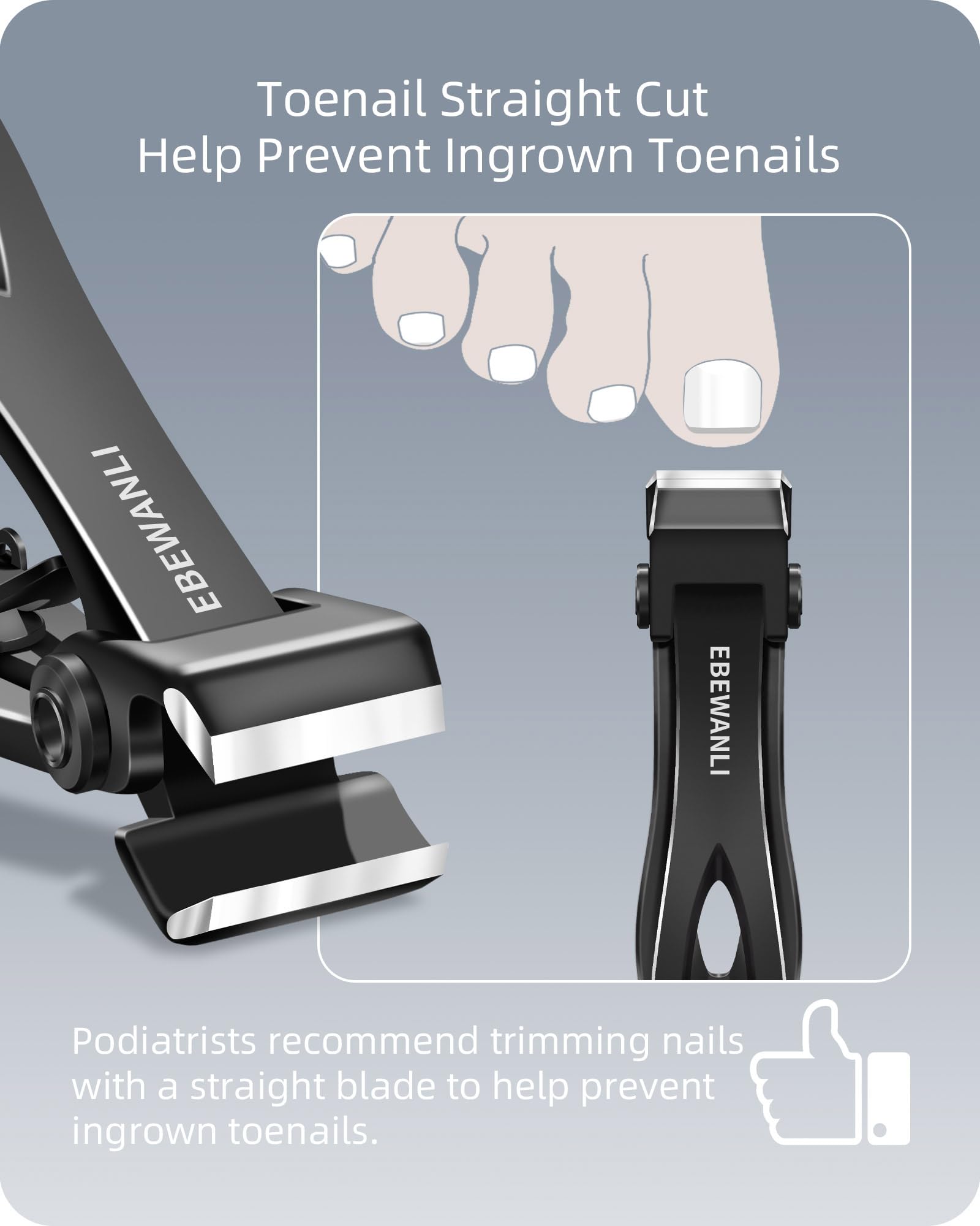 Heavy Duty Toe Nail Clippers for Thick Nails - Wide Jaw Professional Pedicure Clippers Set for Men, Women & Seniors - Straight & Curved Nail Trimmers for Ingrown Toenails - Perfect for Home, Travel & Salon Use