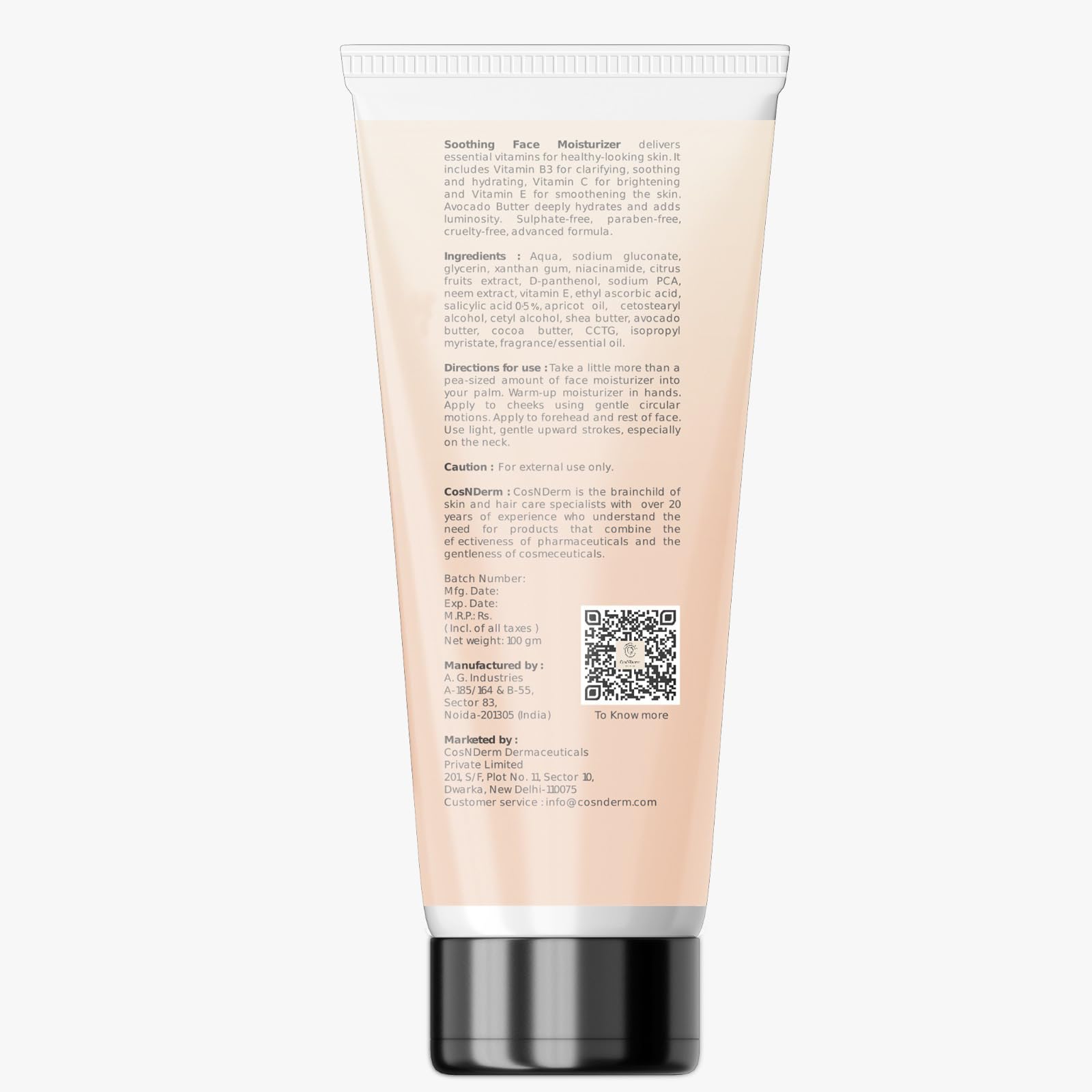 Niacinamide & Avocado Butter Face Moisturizer Cream (3.5 oz) for Dry Skin - Hydrating Face Lotion with 0.5% Salicylic Acid | All Skin Types | Men & Women | Day & Night Use for Glowing Skin