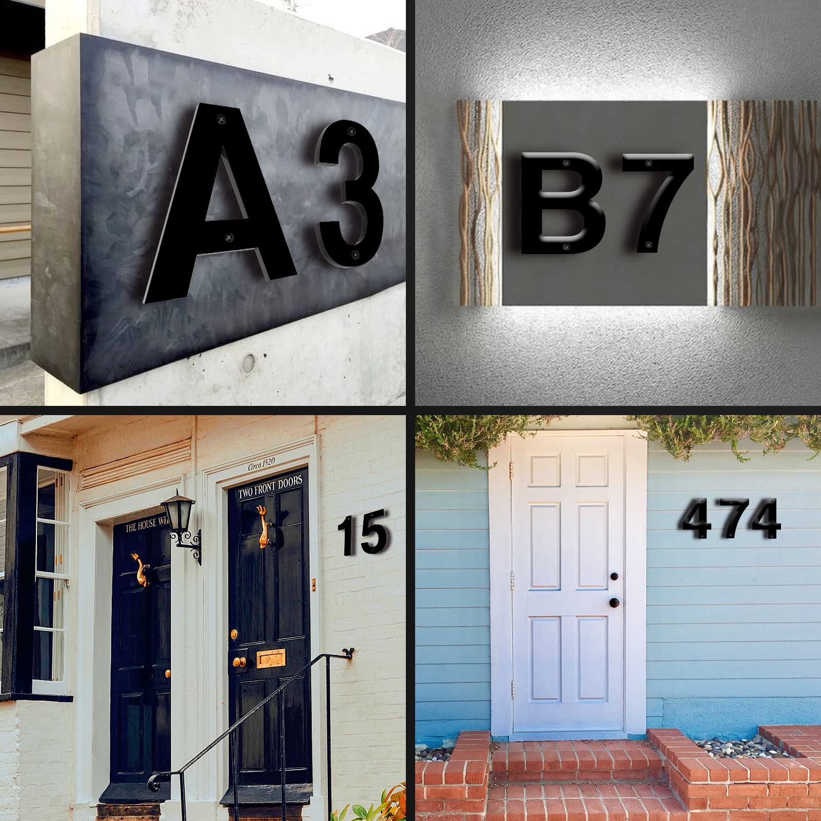 6 Inch Modern Floating House Numbers - Black Outdoor Address Sign for Garden, Door & Mailbox - Includes Nail Kit - Weatherproof & Durable for Home Exterior Decor
