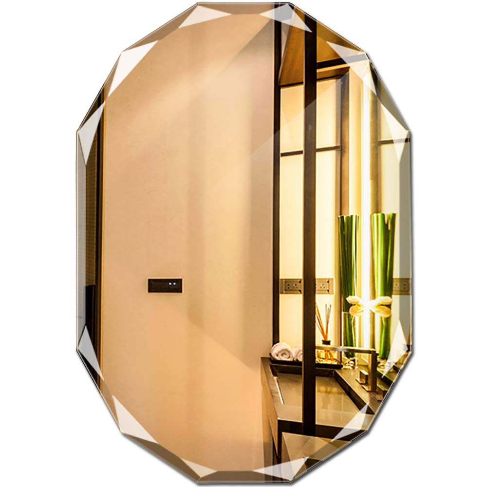 Frameless Bathroom Mirror with Diamond Trimming - Modern Wall-Mounted Mirror for Home Decor, Bedroom & Living Room (Horizontal/Vertical Installation) - Perfect for Vanity, Makeup, Dressing & Interior Design