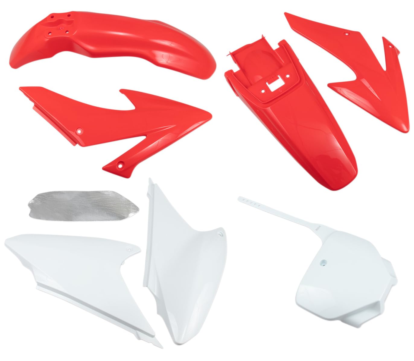 OEM CRF230R Motorcycle Plastic Kit - Red Front Left Upper Fender Replacement for Honda CRF230R - Perfect for Off-Road Riding & Trail Maintenance