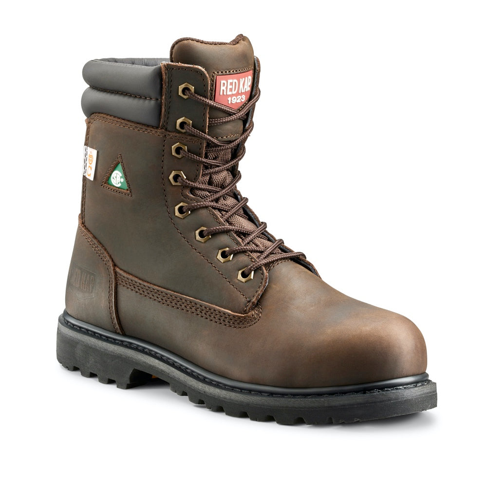 Red Kap Unisex 8 Steel Toe Work Safety CSA Boot CF23100ABR - Brown Leather Industrial Boots for Construction, Warehouse & Outdoor Work | OSHA Compliant Safety Footwear