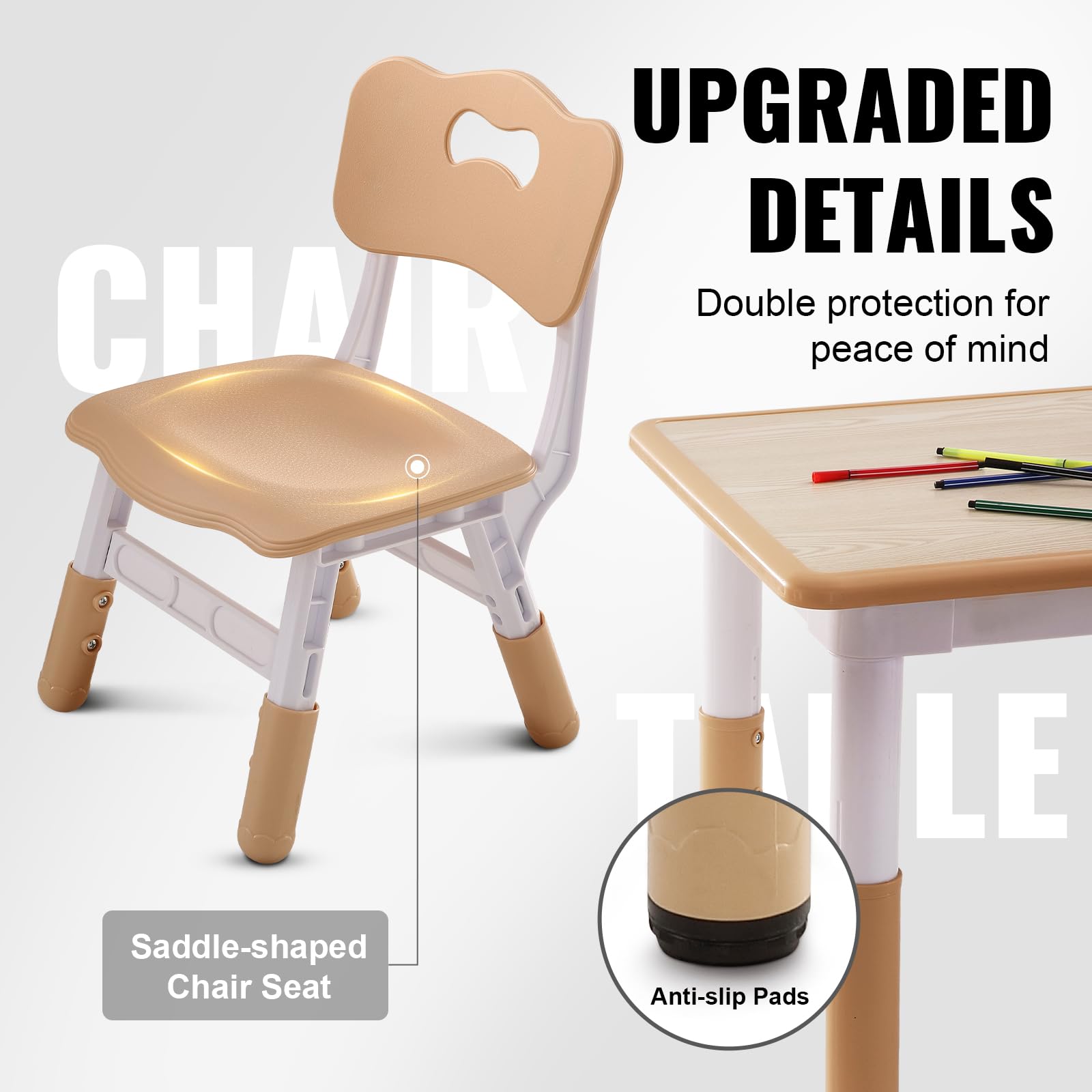 VEVOR Adjustable Kids Table and 4 Chairs Set - Toddler Activity Table with Graffiti Desktop for Art, Crafts, Reading & Learning - Perfect for Playroom, Preschool & Homeschooling
