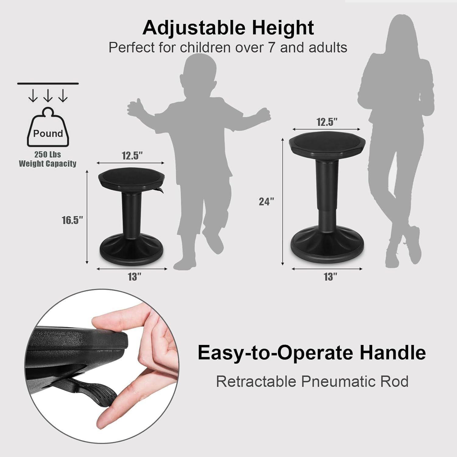 GLACER Adjustable Height Wobble Stool - 24