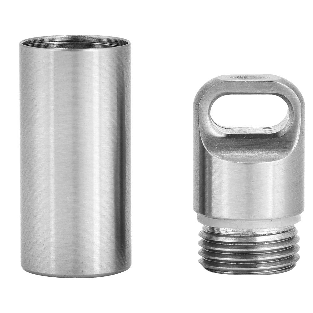 VGEBY Stainless Steel Pill Box Keychain - Waterproof Portable Medicine Container for Travel, Camping & Daily Use - Compact Pill Organizer for Vitamins, Pills & Medication Storage