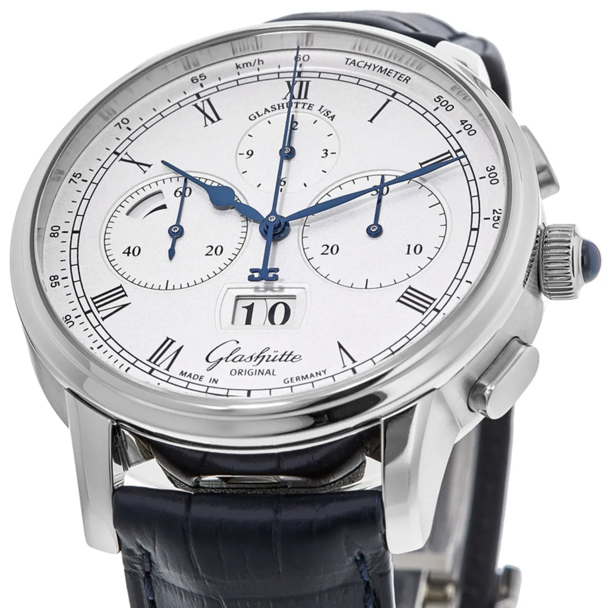Glashutte Original Senator Chronograph Panorama Date Platinum Men's Watch - Luxury Automatic Timepiece for Business & Formal Occasions