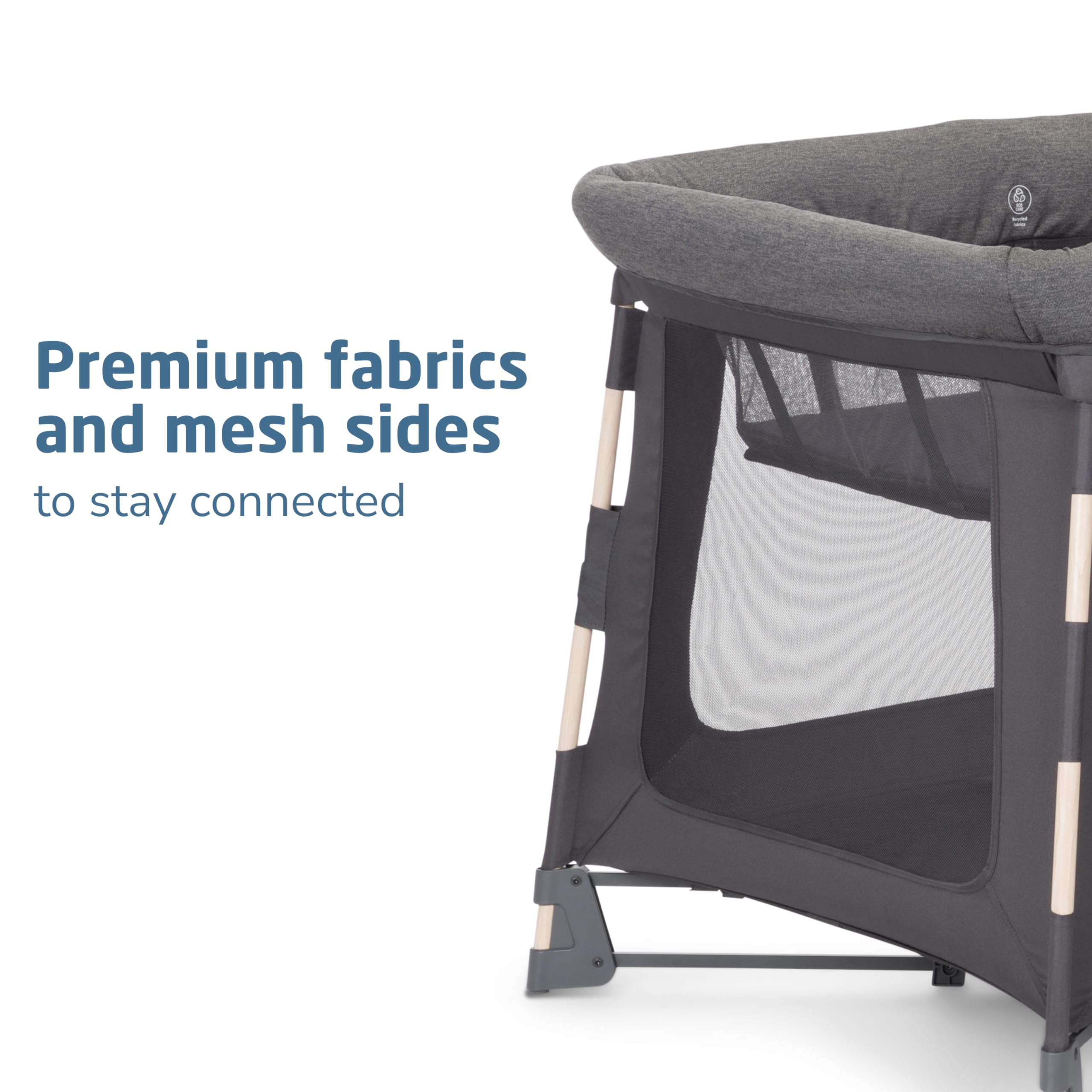 Maxi-Cosi Swift Baby Playpen with Mat - Portable Play Yard for Infants & Toddlers, Includes Bassinet & Pack n Play - Classic Graphite | Indoor & Outdoor Use for Home, Travel & Daycare