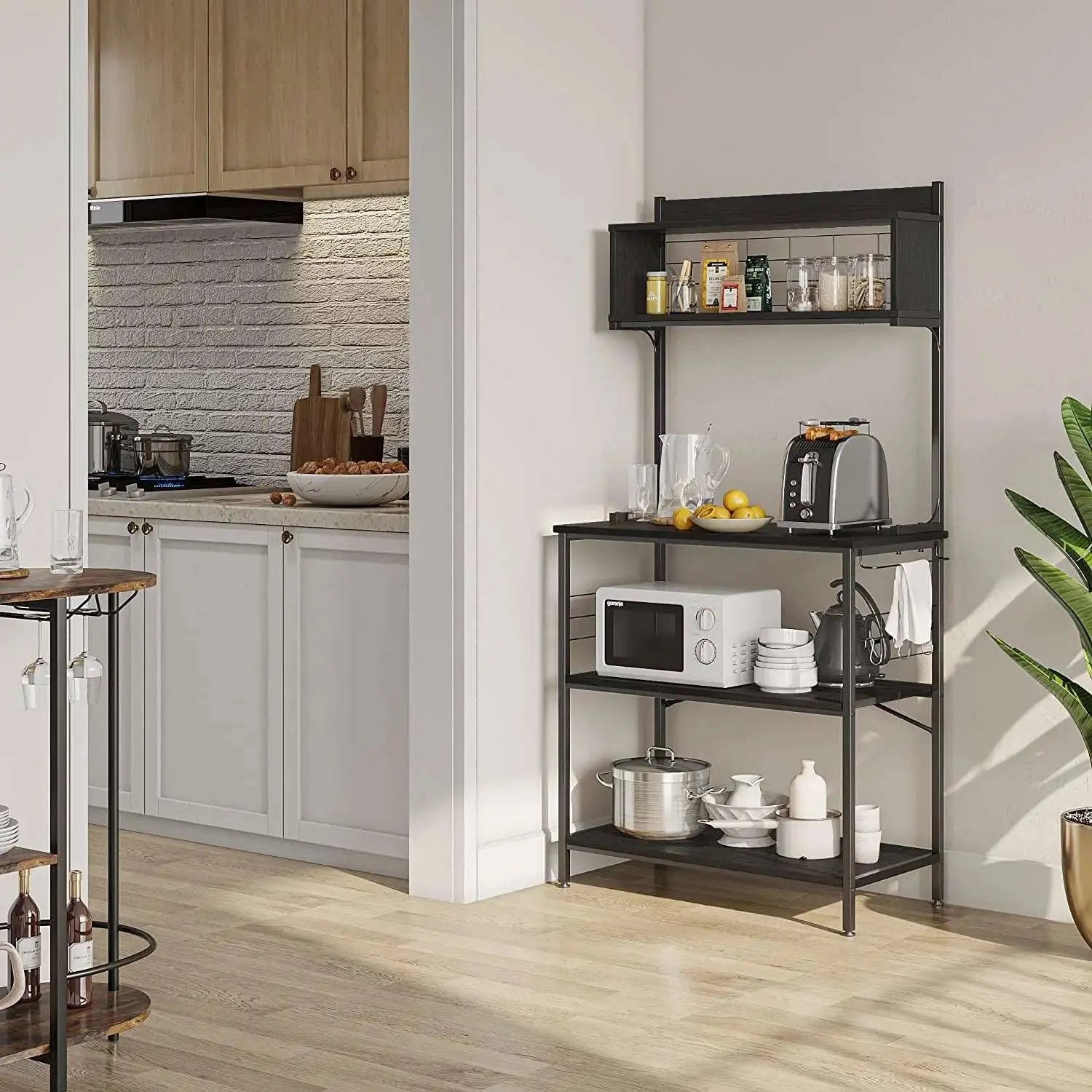 Bestier 5-Tier Microwave Stand with Storage - Space Saving Kitchen Organizer, Coffee Bar Table for Small Apartments - Perfect for Kitchen Counter, Pantry or Dorm Room Organization