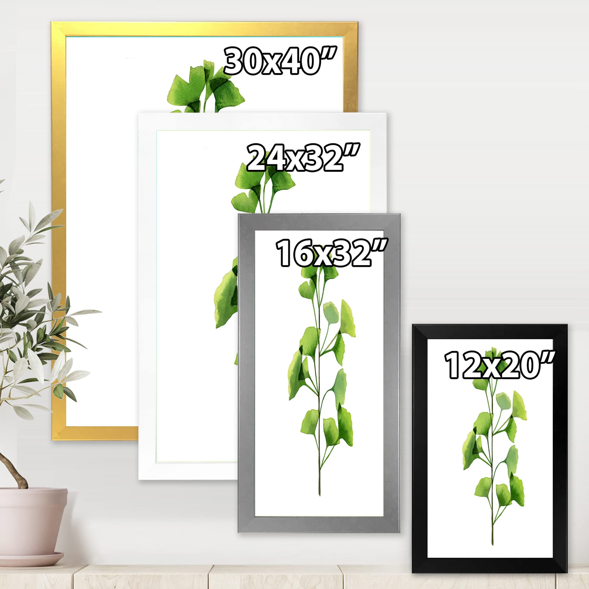 Green Field Plant Foliage Farmhouse Framed Wall Art - Botanical Print for Home Decor | Perfect for Living Room, Bedroom & Office Wall Decoration