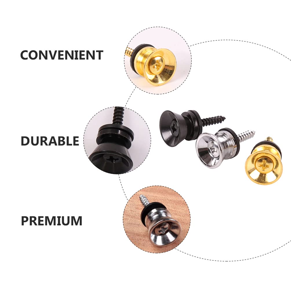Hemoton 9-Piece Guitar Strap Lock Kit - Gold Plated Strap Buttons, Bass & Acoustic Guitar Endpin Locks, Copper Bracket & Wooden Guitar Accessories for Secure Playing - Perfect for Live Performances & Studio Sessions