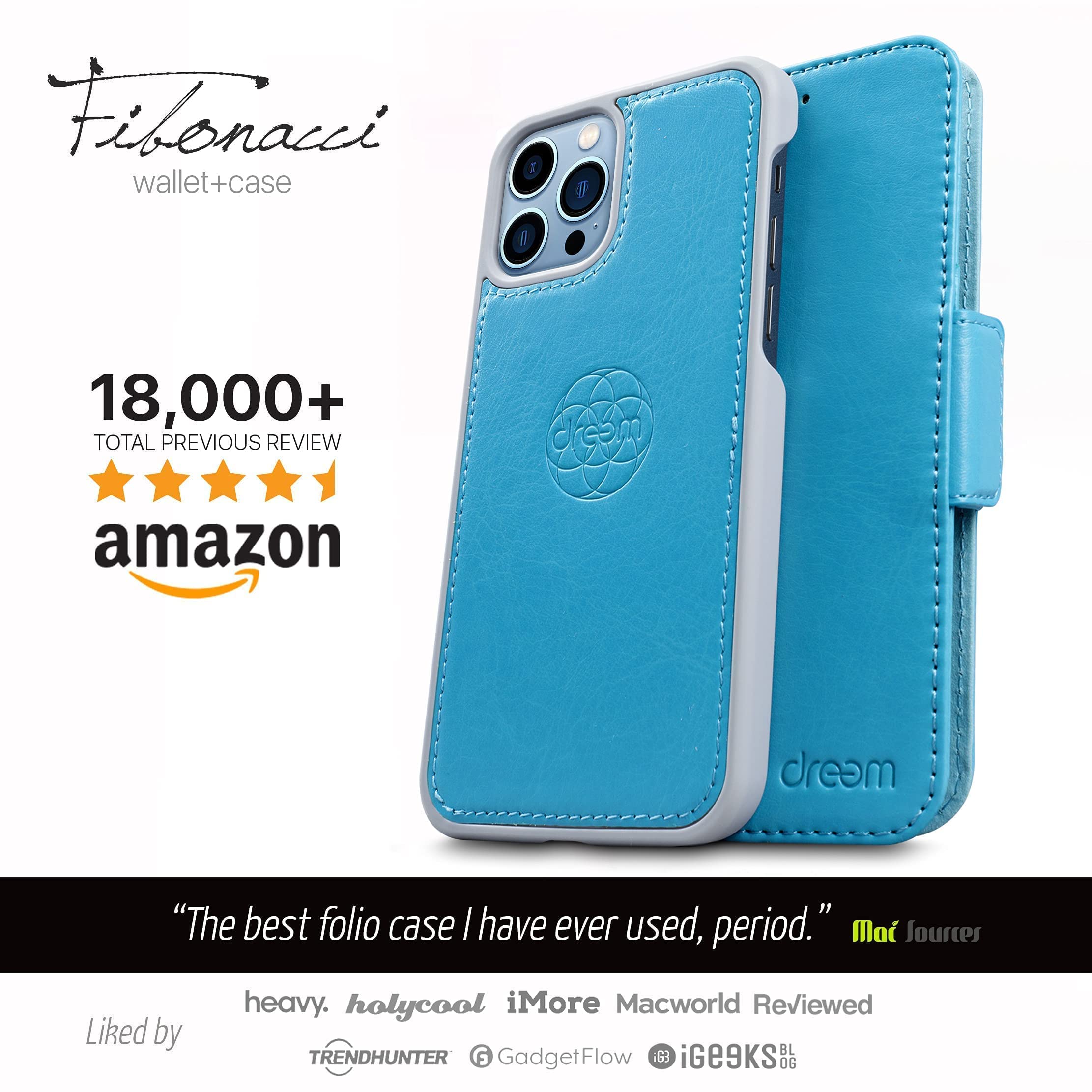Fibonacci Wallet Case for iPhone 13 Pro Max & Euclid Hard Cover Case for MacBook Air 13 Inch - Sky Blue | Premium Protective Phone & Laptop Case Bundle | Perfect for Work, Travel and Everyday Use