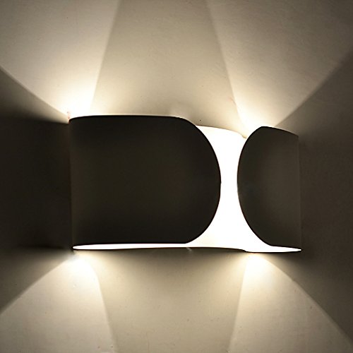 RUNNUP Modern White LED Wall Sconce with Bulb Included - 6W COB Chip Decorative Lighting for Pathway, Staircase, Bedroom & Balcony | Perfect Night Light for Hallways, Porches and Outdoor Spaces