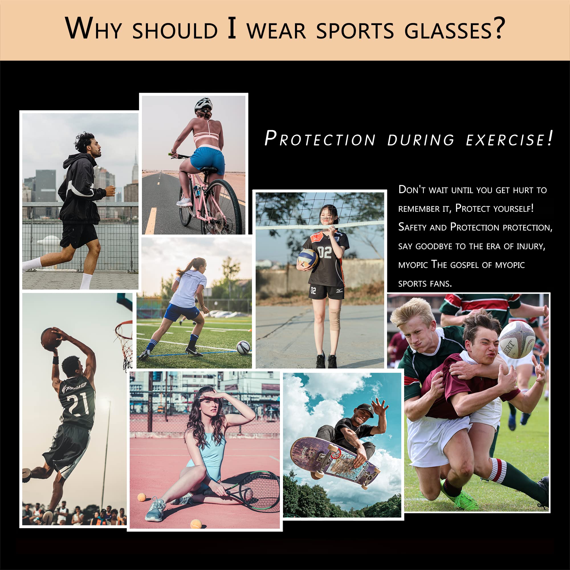 Best Sports Glasses for Adults - Protective Eyewear for Running, Basketball & Football with Shock Absorption & Adjustable Strap - Perfect for Outdoor Activities, Training & Competitive Sports