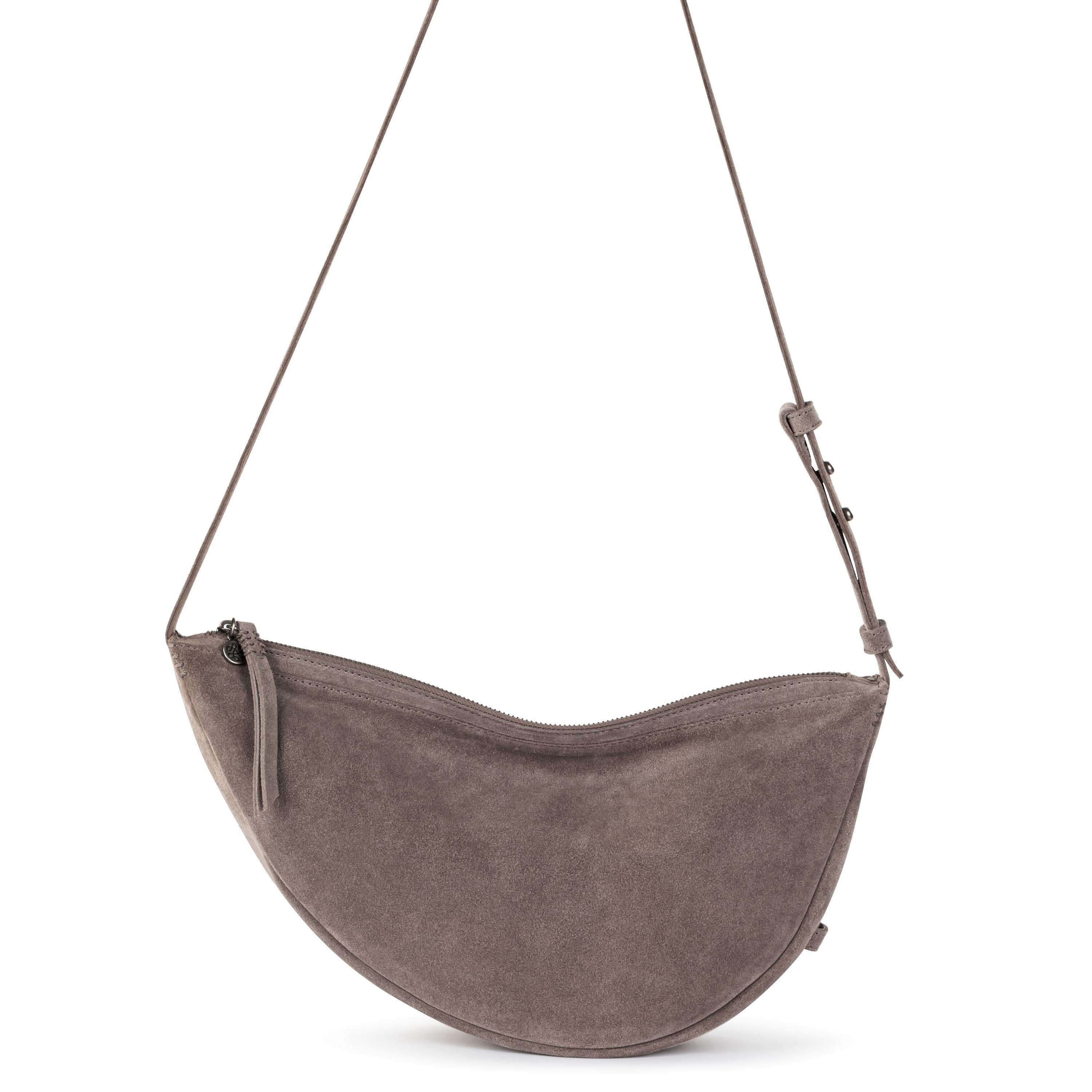 Premium Tess Large Leather Sling Bag in Mushroom Suede - Stylish Crossbody Purse for Women, Perfect for Work, Travel & Everyday Use