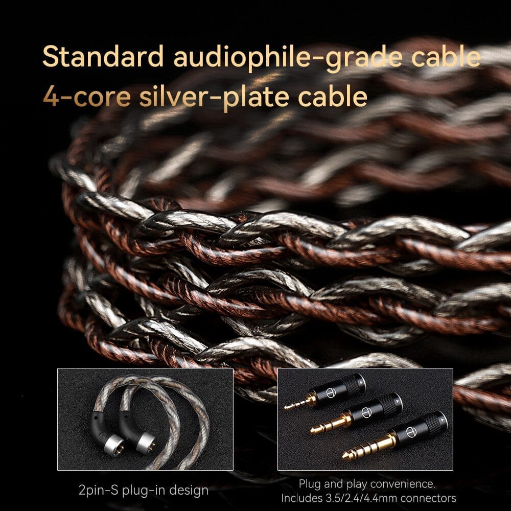 TRN TA3 Hybrid 2DD+1BA Knowles Balanced Armature In-Ear Monitors with Interchangeable 2.5mm/3.5mm/4.4mm Connectors - Perfect for Audiophiles, Musicians & Studio Monitoring