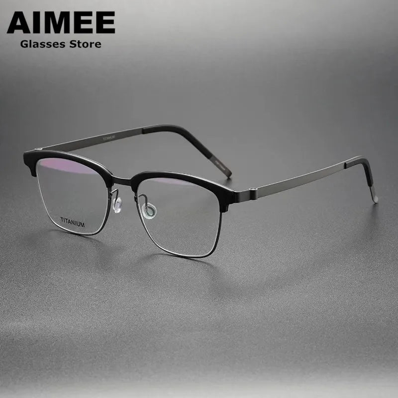 Aimee Unisex Full Rim Square Screwless Titanium Eyeglasses 69835 - Lightweight Durable Frame for Men & Women - Perfect for Reading, Work, and Everyday Use