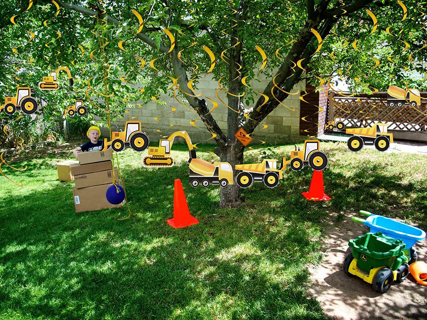 30PCS Construction Theme Hanging Swirl Decorations - Excavator Bulldozer Car Party Supplies for Birthday, Baby Shower, Construction Themed Events - Perfect for Ceiling Decor, Classroom Parties, and Kids Room Decorations