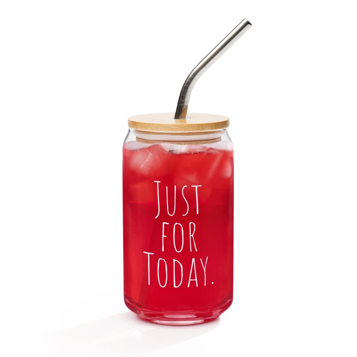 Just for Today Motivational 16oz Can Shaped Glass - Inspirational Beverage Cup for Coffee, Tea & Smoothies - Perfect for Office, Home & Gifts