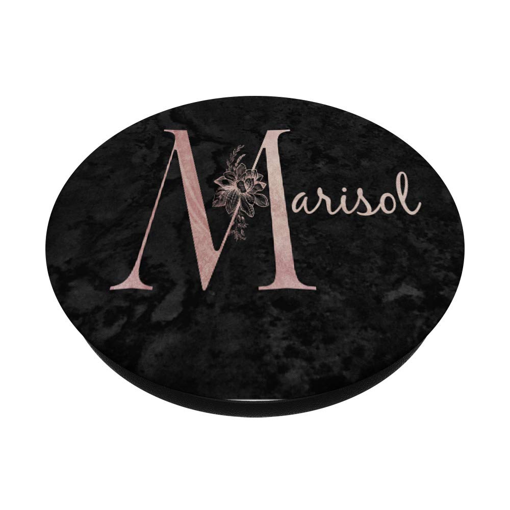 Marisol Name Personalized Pink Rose on Black Design PopSockets PopGrip - Swappable Phone & Tablet Grip for iPhone, Samsung | Perfect Gift for Birthdays, Anniversaries & Everyday Use