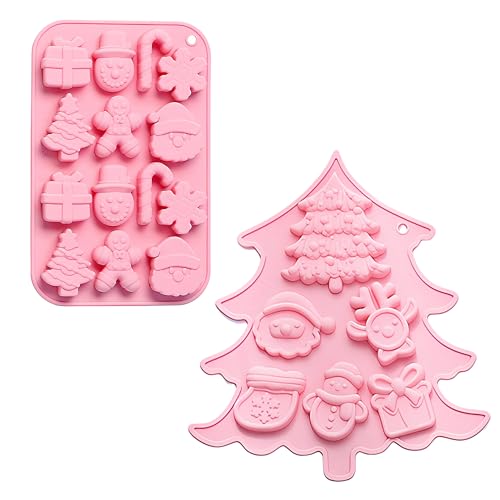2 PCS Christmas Silicone Molds for Baking, Resin, Jello, Chocolate, Soap & Cake – Festive Tree-Shaped Candy Molds for Holiday DIY Crafts & Christmas Party Treats