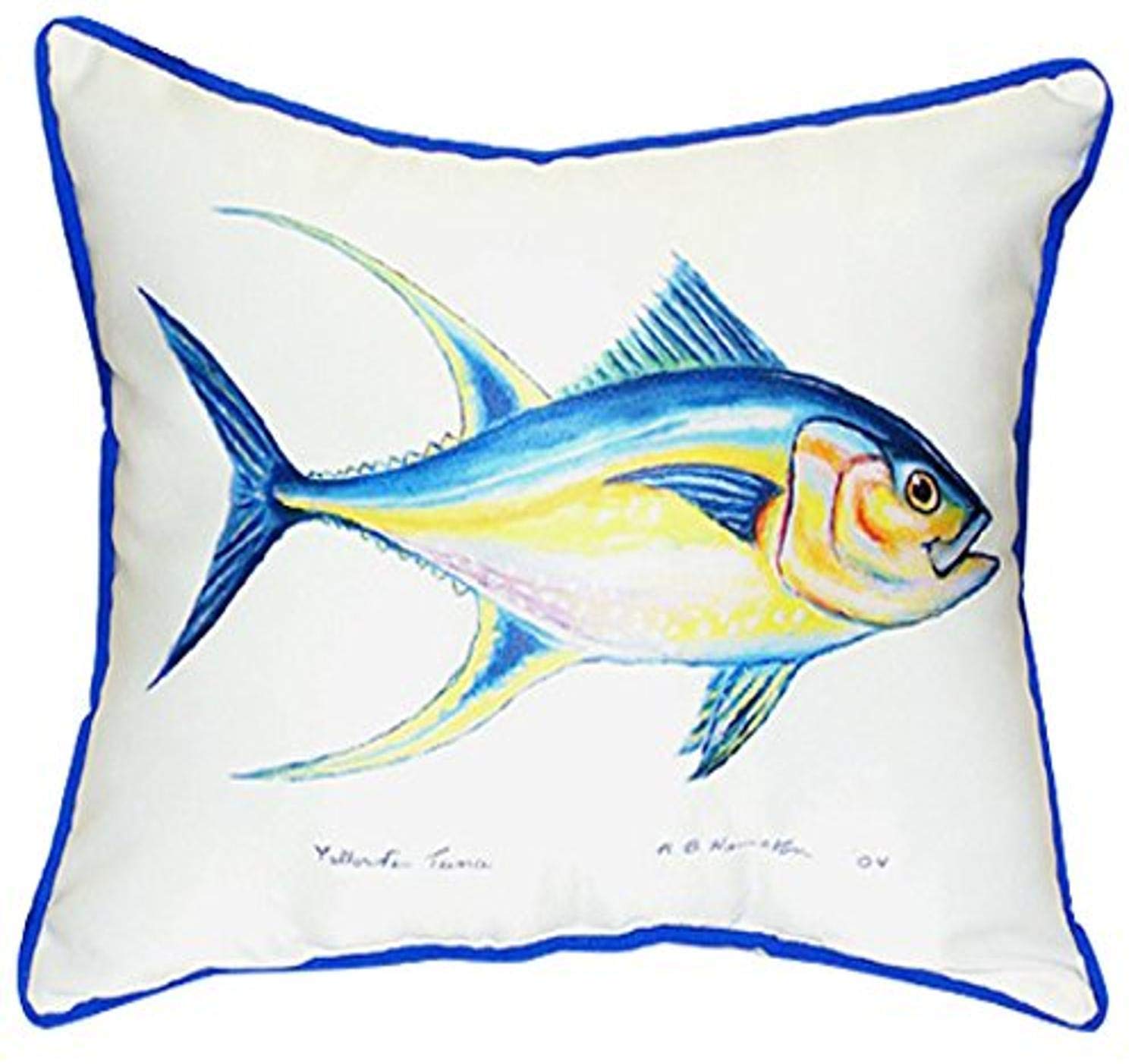 Betsy Drake Tuna Pillow - 20x24 Inch Soft Plush Throw Pillow for Couch, Bed, Sofa - Fun Fish-Shaped Decorative Cushion for Home, Office, Dorm, Kids Room