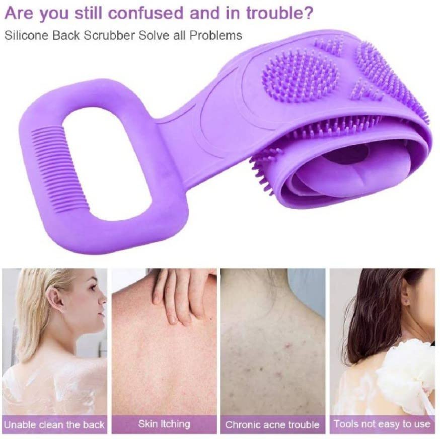 PVA Silicone Body Scrubber Belt - Exfoliating Back Scrubber for Shower & Bath, Dead Skin Remover Brush - Perfect for Deep Cleansing, Massage & Spa Relaxation at Home