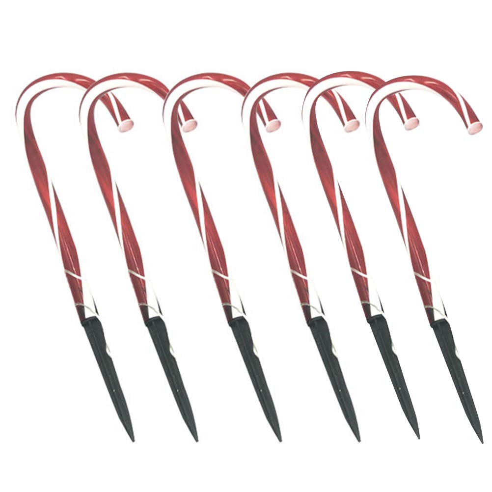 6 Pack LED Crutch Lawn Lights - Waterproof Outdoor Garden Pathway & Patio Ground Lighting for Christmas, Parties, Events - No Batteries Needed - Perfect for Walkways, Driveways, and Bedside Night Lights