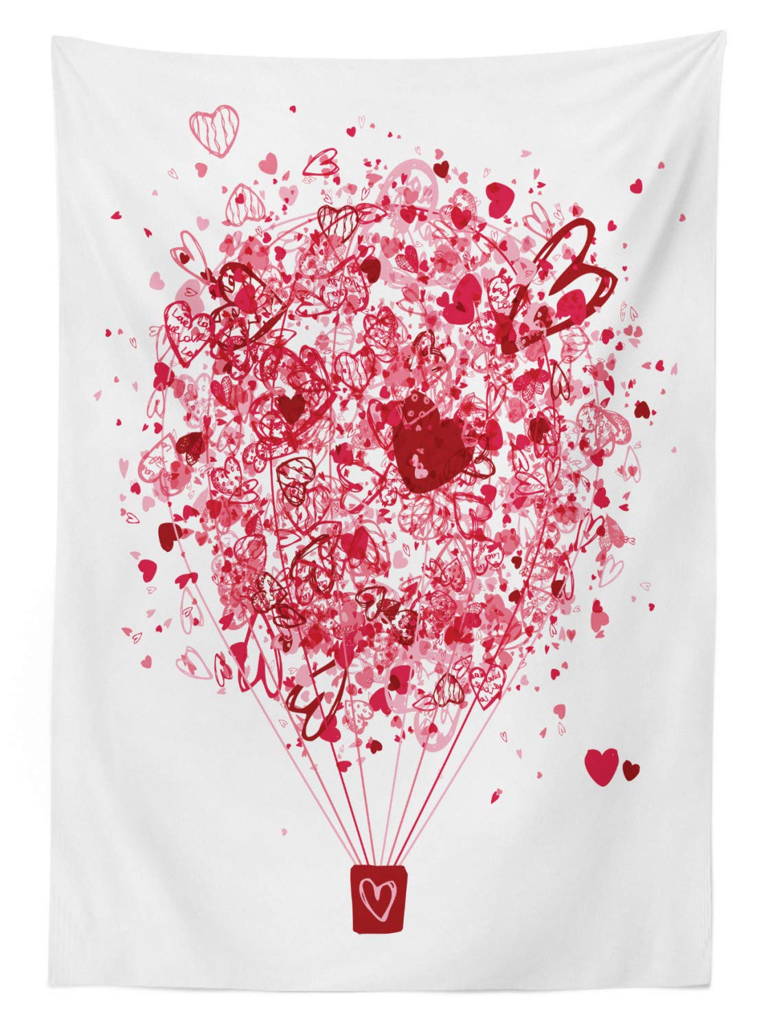 Ambesonne Valentine's Day Heart Balloon Outdoor Tablecloth - Washable Picnic Table Cover 58x84 Inches, Pale Pink Vermilion - Perfect for Romantic Dates, Garden Parties & Anniversary Celebrations