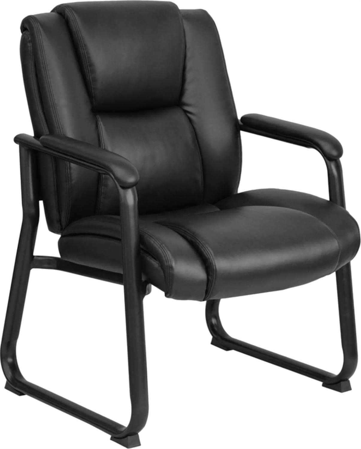 Flash Furniture Black LeatherSoft Reception Chairs - Comfortable Office Guest Chairs for Waiting Areas, Lobbies & Conference Rooms