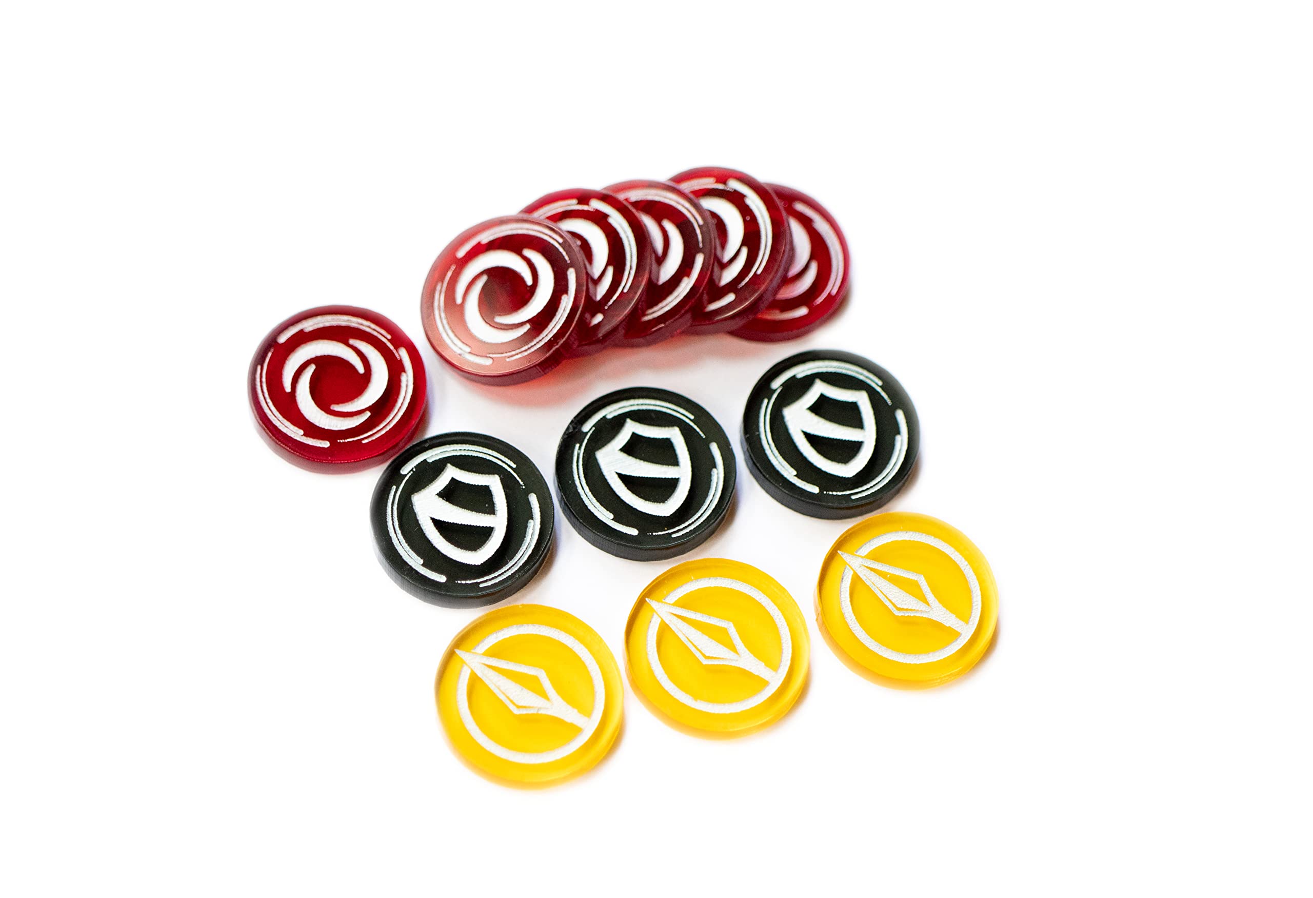 Acrylic Flesh & Blood Game Tokens - 6 Resource, 3 Attack, 3 Armor for TCG Battles