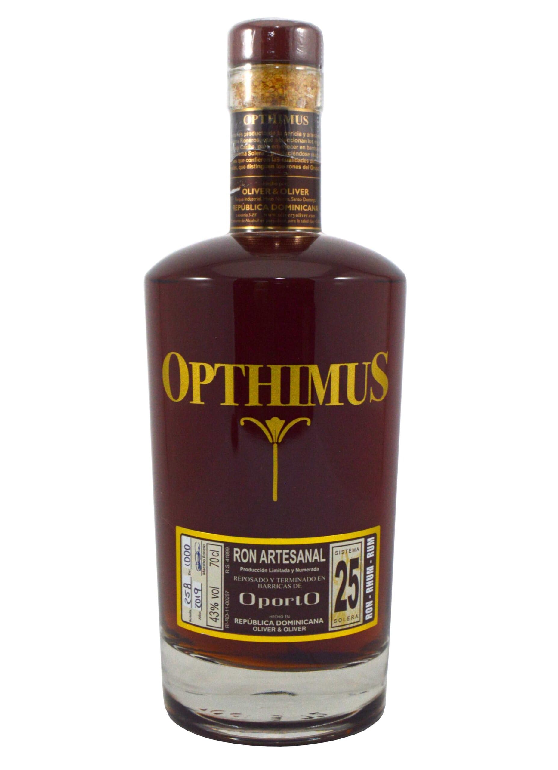 Opthimus 25 Years Solera Method Artisanal Rum 43% Vol. 0.7L in Gift Box - Premium Aged Rum for Special Occasions, Gifts & Cocktail Making