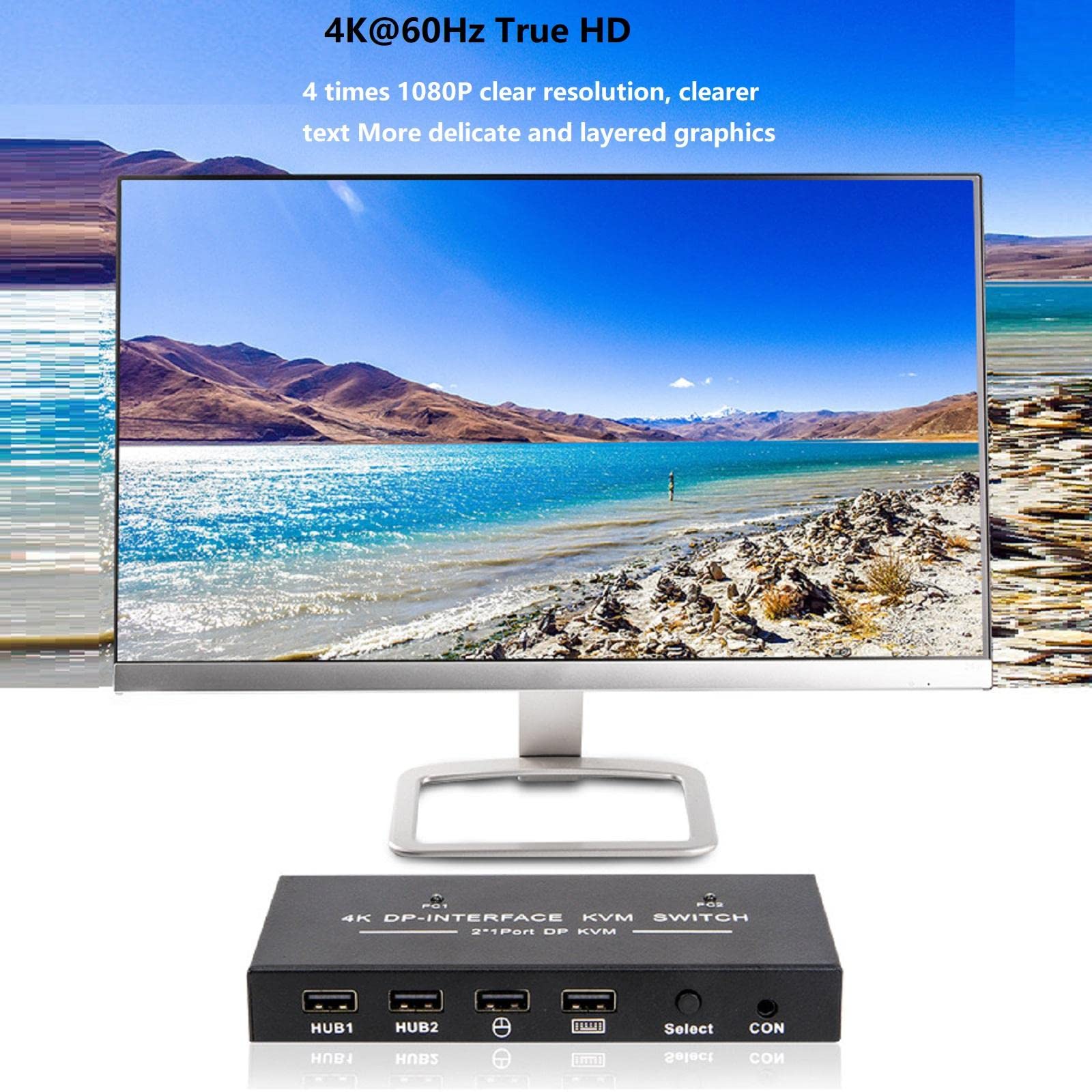 2023 WANSUPYIN 2-in-1 Out 4K HDMI DisplayPort KVM Switch - Dual Monitor Switcher for PC, Mouse, Keyboard & Printer | Perfect for Home Office & Gaming Setup