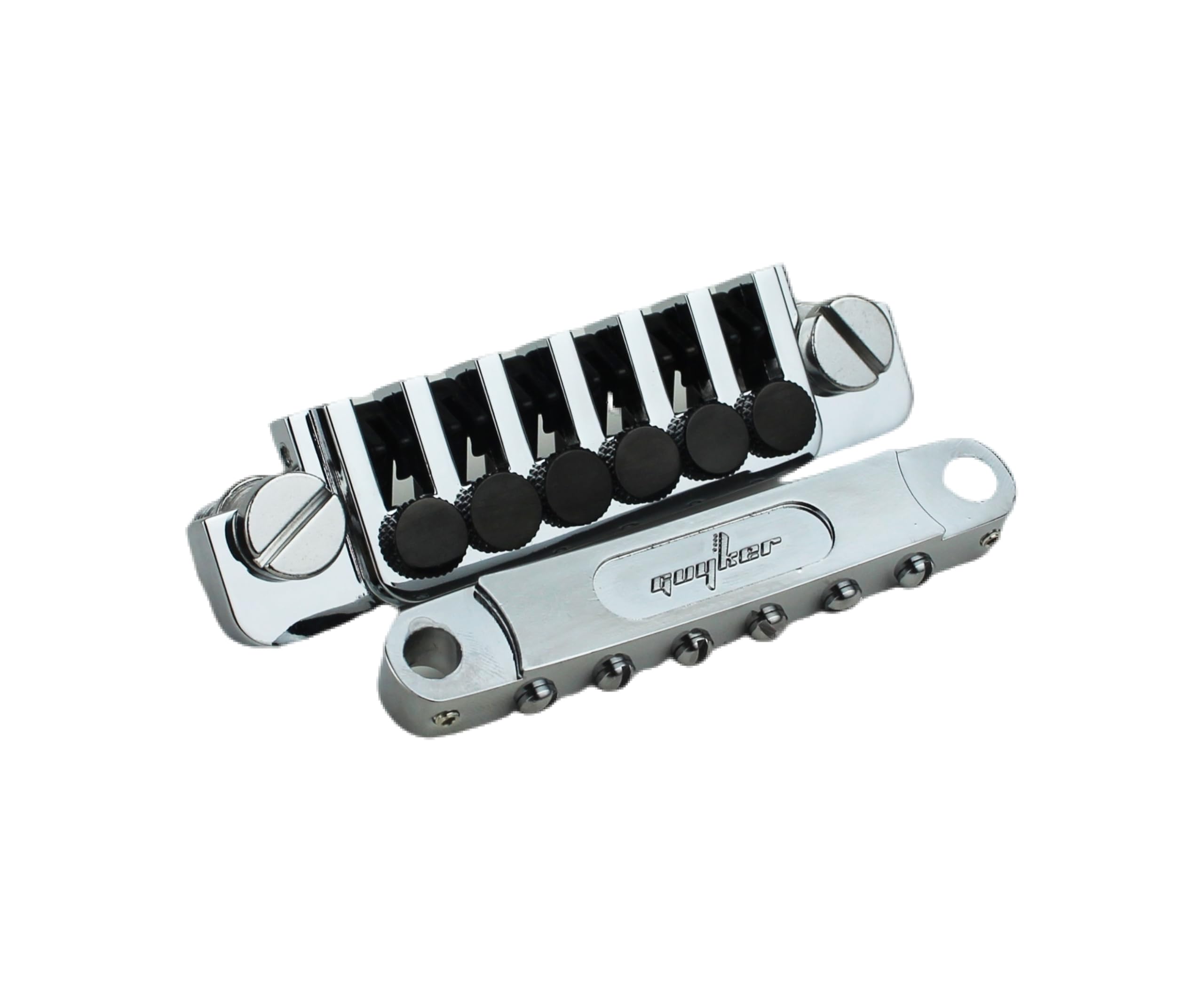 Guyker GM005 LP Guitar Tune-O-Matic Roller Saddle Bridge + Vintage TP-6 Tailpiece Stop Bar Lock Combo Set - Chrome Replacement for Les Paul 6-String Electric Guitars | Perfect for Guitar Upgrades & Repairs