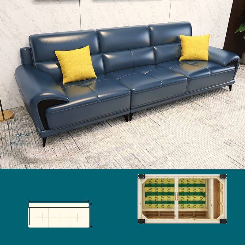 Mid Century Modern Modular Sofa with Leather Cushions - 3-Piece Sectional Sofa Set for Living Room, Lounge & Entertainment Spaces - Comfortable Contemporary Furniture for Home Decor