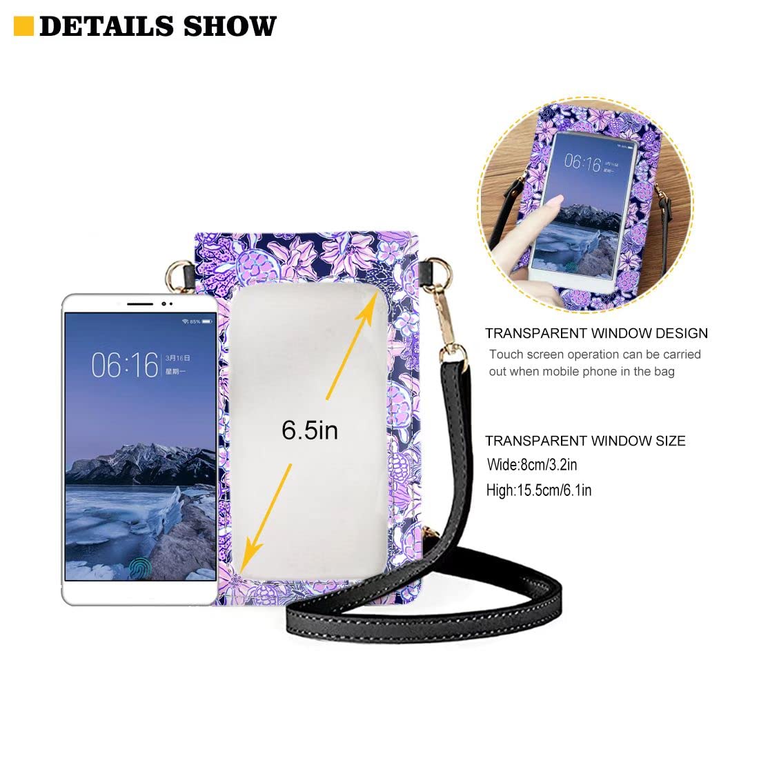 Women's Phone Crossbody Bag with Clear Touch Screen & Adjustable Straps - Stylish Cell Phone Purse for Daily Use, Travel, Shopping, and Outdoor Activities