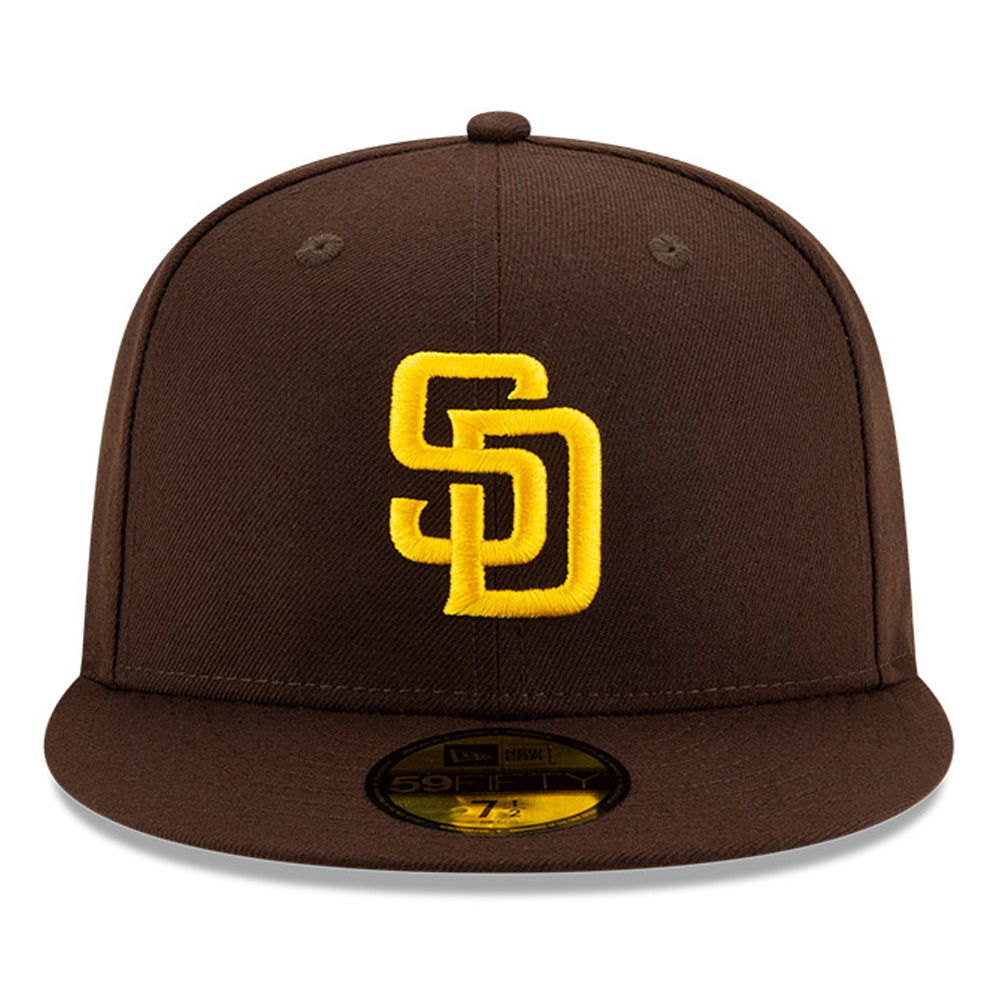 New Era 59Fifty Authentic MLB Baseball Cap - San Diego Padres Home Hat in Brown | Adjustable Fitted Hat for Men & Women | Perfect for Games, Streetwear & Sports Fan Fashion
