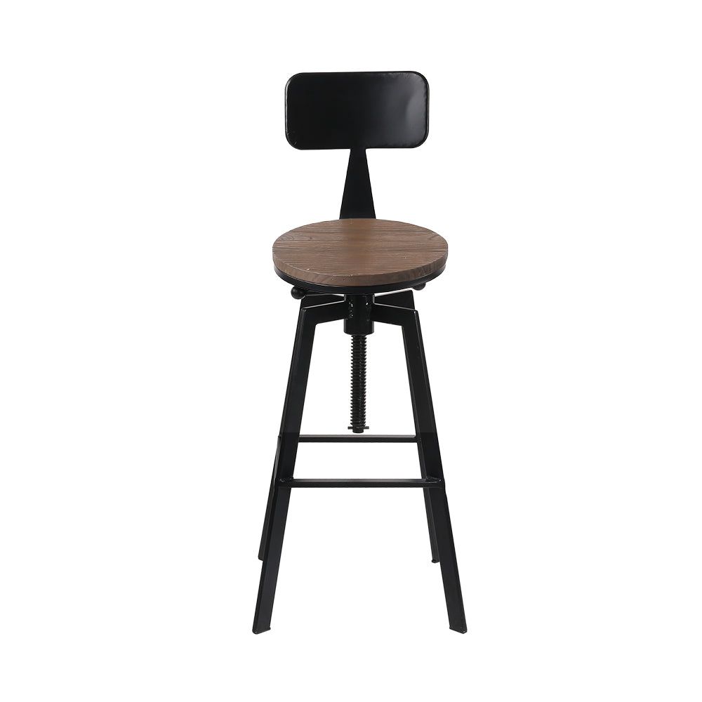 Artiss Adjustable Wood Bar Stools with Backrest - Kitchen Island & Counter Height Stools for Home & Restaurant Use